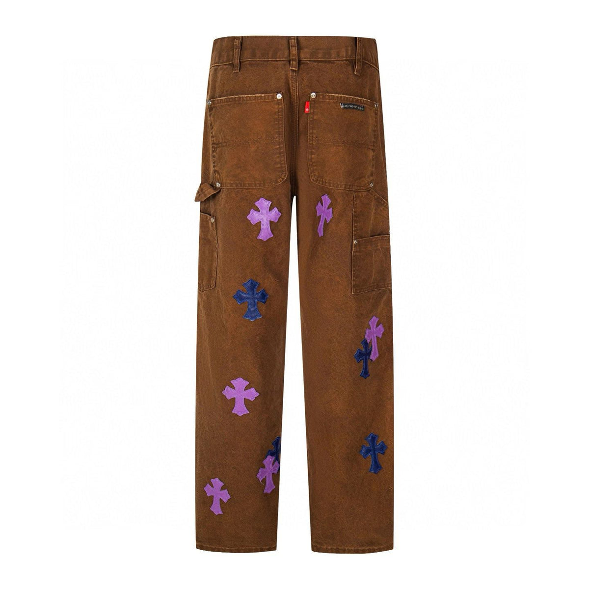 Chrome Hearts Brown Purple Cross Patchwork Jeans