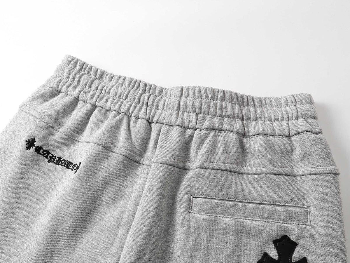 Chrome Hearts Grey Black Cross Patch Sweat Shorts