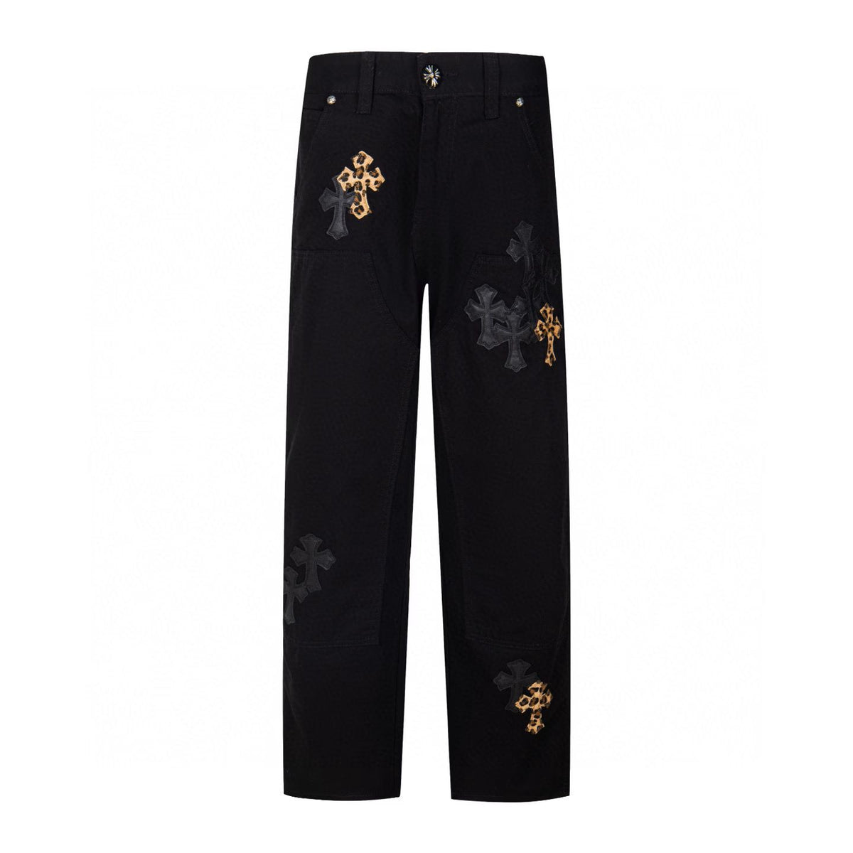 Chrome Hearts Leopard Cross Patch Jeans