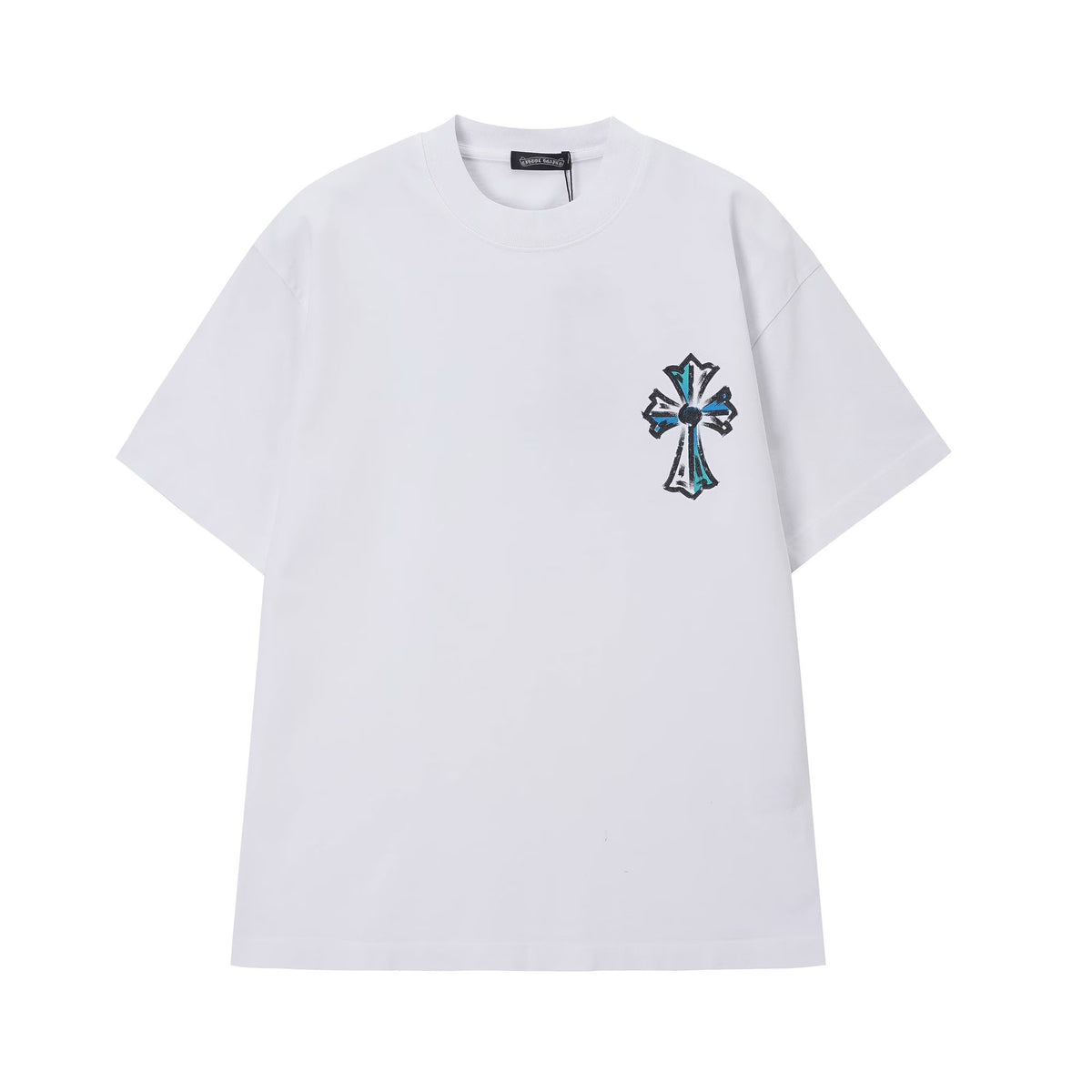 Chrome Hearts Blue Triple Cross Graffiti T-Shirt White