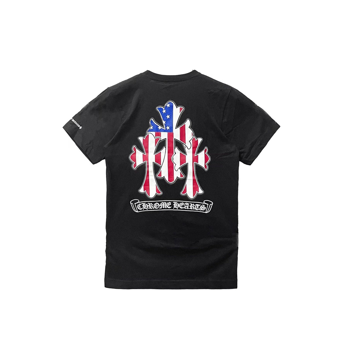 Chrome Hearts USA Flag Triple Cross Logo Short Sleeve Tee