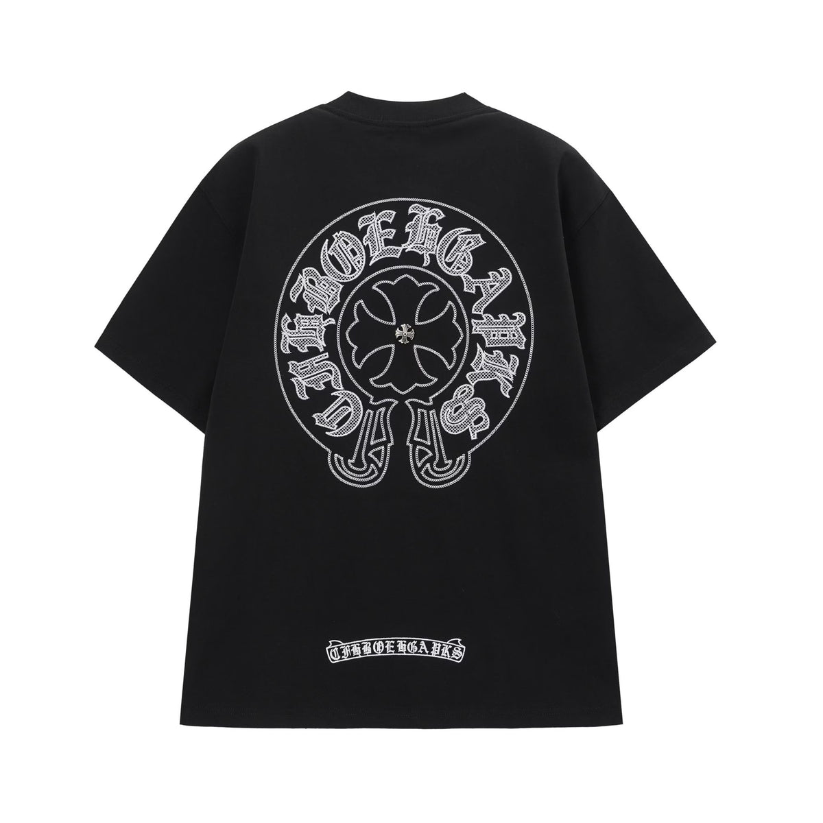 Chrome Hearts Black Gothic Circle Cross T-Shirt