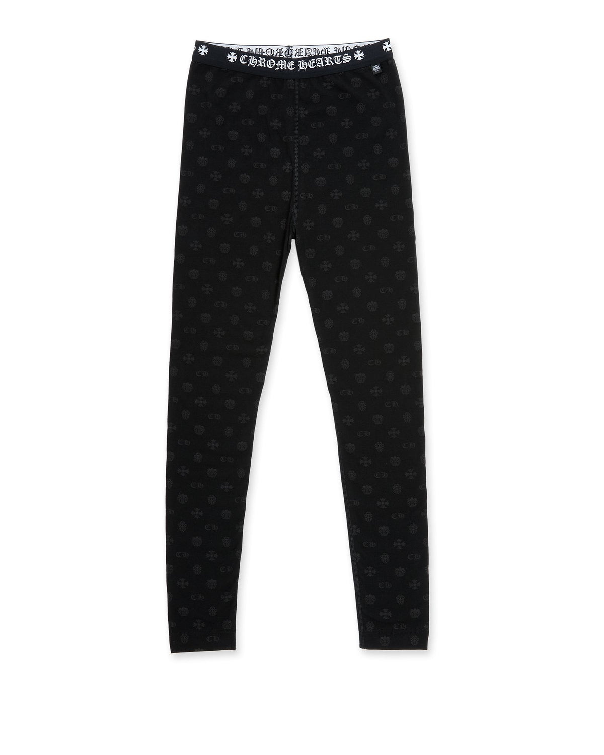 Chrome Hearts Black Cotton Leggings With Gray Multilogo Print