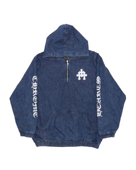 Ruckus Hooded Denim Cross Patch Jacket